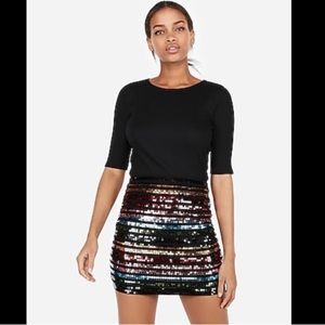 Express Mini Rainbow Sequin Skirt
